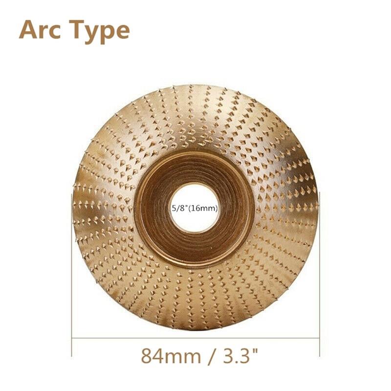 

1 шт. Деревообрабатывающее резное колесо Полировальное колесо Универсальный шлифовальный диск Инструмент для придания формы дереву Абразивный диск Arc-84MM золотой