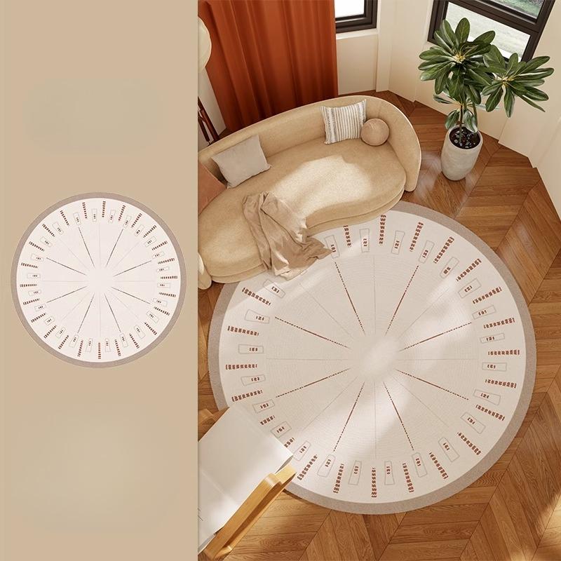 

Italian Style Bedroom Decor Round Carpet Light Luxury Carpets for Living Room Washable Lounge Anti-slip Floor Mat Study Soft Rug 80x80CM