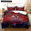 Conjunto de Cama Anime 3D Dark Gathering Capa de Edredom Conjunto de Cama Capa de Colcha Fronha Edredom Tamanho King Queen Meninos Adultos Conjunto de Cama