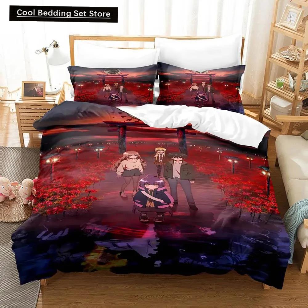 Conjunto de Cama Anime 3D Dark Gathering Capa de Edredom Conjunto de Cama Capa de Colcha Fronha Edredom Tamanho King Queen Meninos Adultos Conjunto de Cama