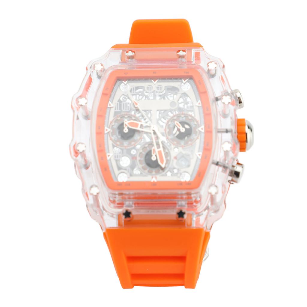 Transparent Case Business Watch Water Proof 50M Luminous Casual Cool Large Dial Silicone Strap Fashion Hollowed Watch