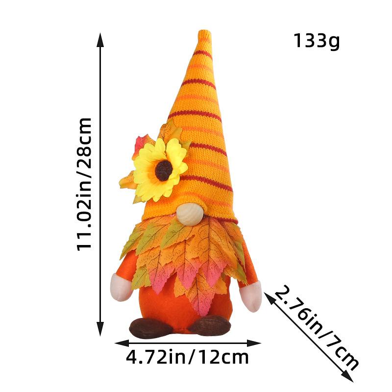 1Pc Harvest Festival Maple Leaf Doll Sunflower Plush Faceless Doll Ornaments for Home Holiday Party Decorations