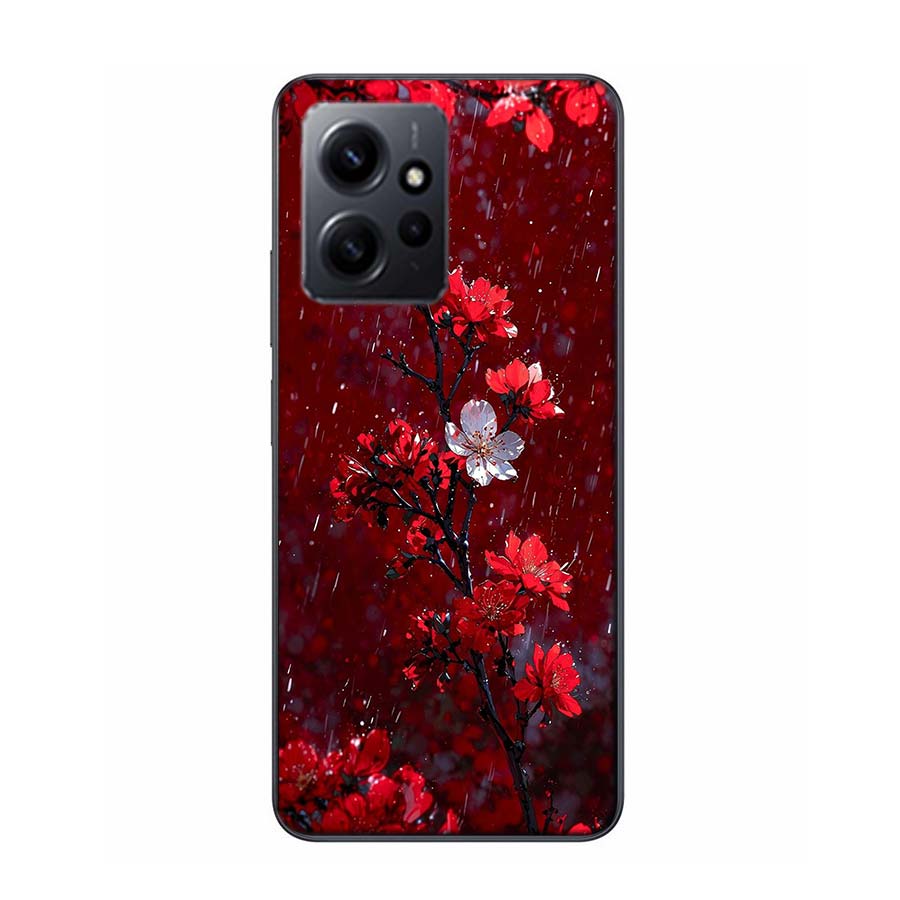 Snow fall Red Peach Blossoms Phone Case For Redmi 12 13C 12C 15C 9 10 10C Note 13 Pro Plus 14 15 Pro 9T 9C 9A TPU Soft Cover Cle
