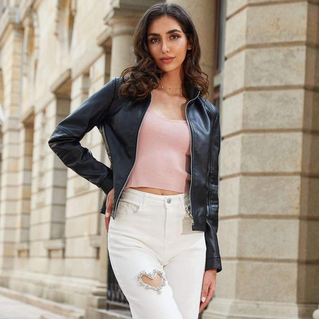 Veste Bomber Femme Manches Longues - Style Streetwear - Automne/Printemps - Motif Léopard