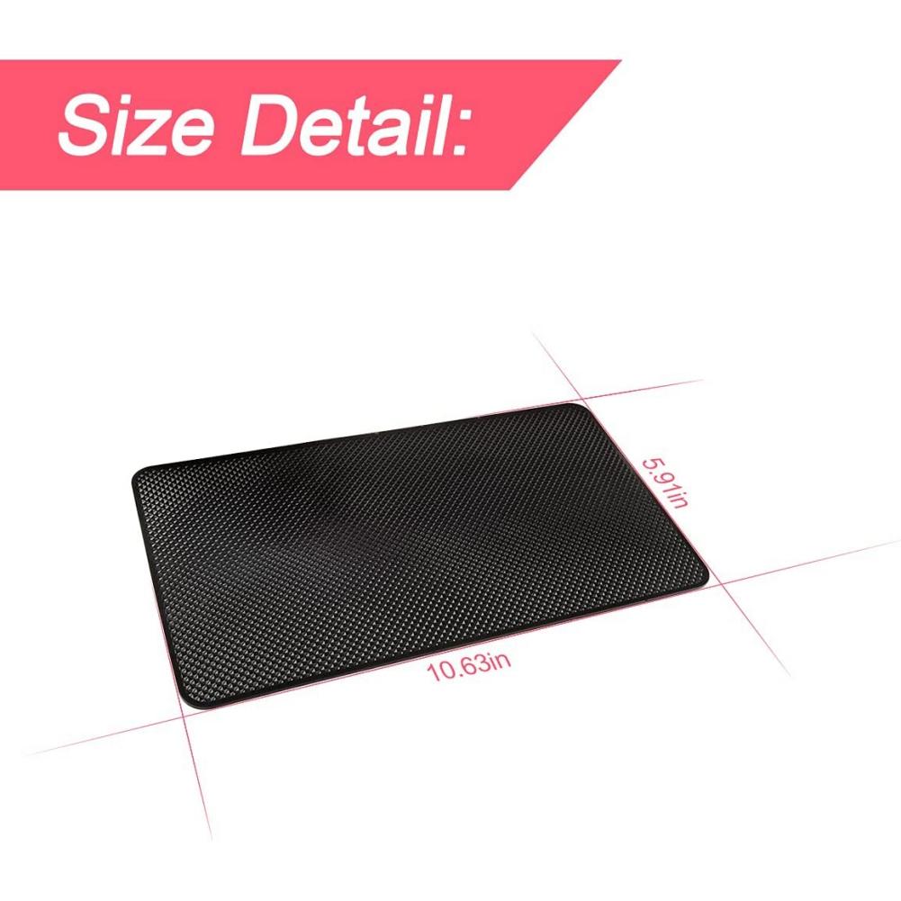 Tapis Antidérapant Pour Tableau De Bord Voiture - Lot De 4, PU Noir, 14,2x8,3 Cm - Pour Téléphone, Clés, Lunettes