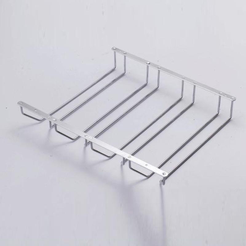 1 Pcs 1-5 Rows Stainless Steel Wall Mount Stemware Wine Glass Hanging Rack Holder Shelf