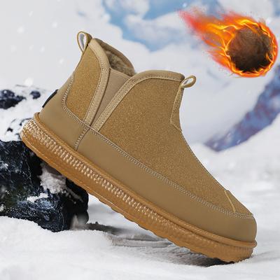 Herren Winter Schneestiefel Warme Knöchel-Booties aus Wildlederimitat mit Futter aus Kunstfell Rutschfeste Outdoor-Wanderschuhe High-Top Arbeitsschuhe Bequeme kurze Stiefel für Herren