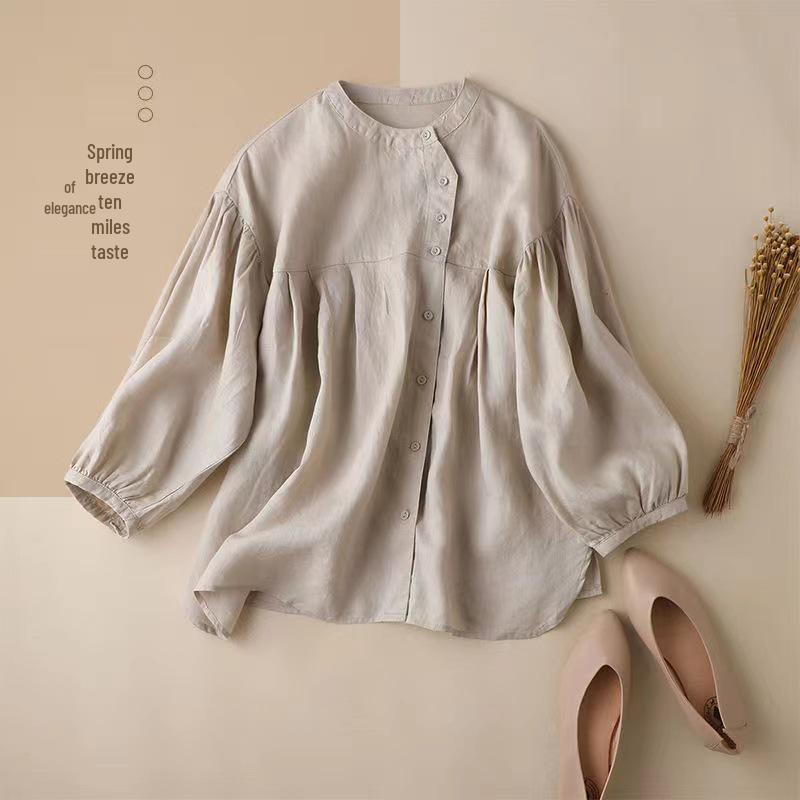 Fustă Midi A-Line Retro de Vară pentru Femei din In Pur cu Talie Înaltă