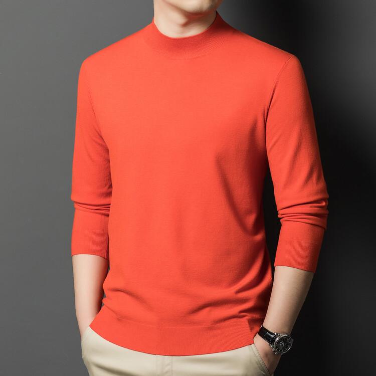 Pull en maille à manches longues et col semi-montant style coréen pour homme