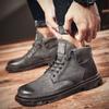 Mens Vintage Ankle Boots Luxury Designer Lace-Up Boots Men Leather Shoes Men Casual Boots Masculina Men's High-top Shoes
