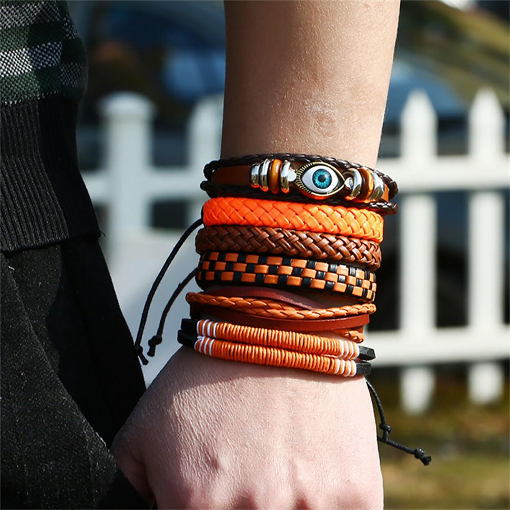 

Браслет Винтажный многослойный кожаный браслет ручной работы, ювелирные изделия