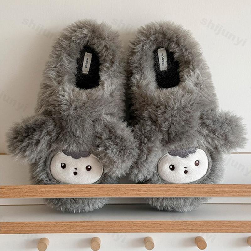 Couple Cotton Slippers 2025 Autumn Winter New Cute Women's Non Slip Indoor Home Shoes Lightweight Comfort Warm Men's Plush Shoes