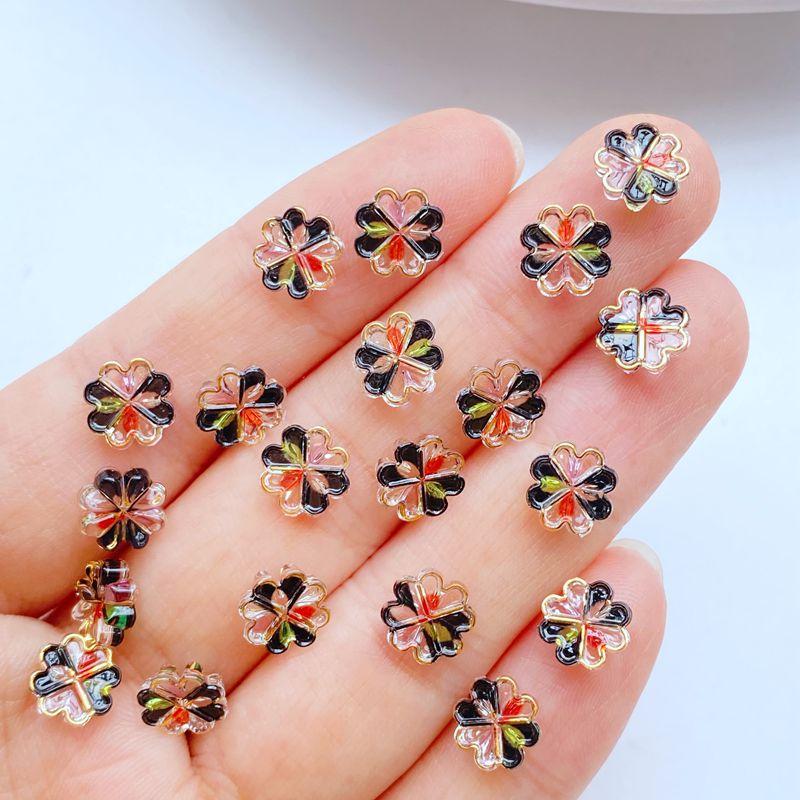 100Pcs New Cute Mini 8mm Shiny Flowers Flat Back Resin Cabochons Scrapbooking DIY Jewelry Craft Decoration Accessorie