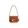 Idol 21 Gold Logo Chain Magnetic Buckle Flap Leather Messenger Bag Women Bags Brown CM557-B4BAR