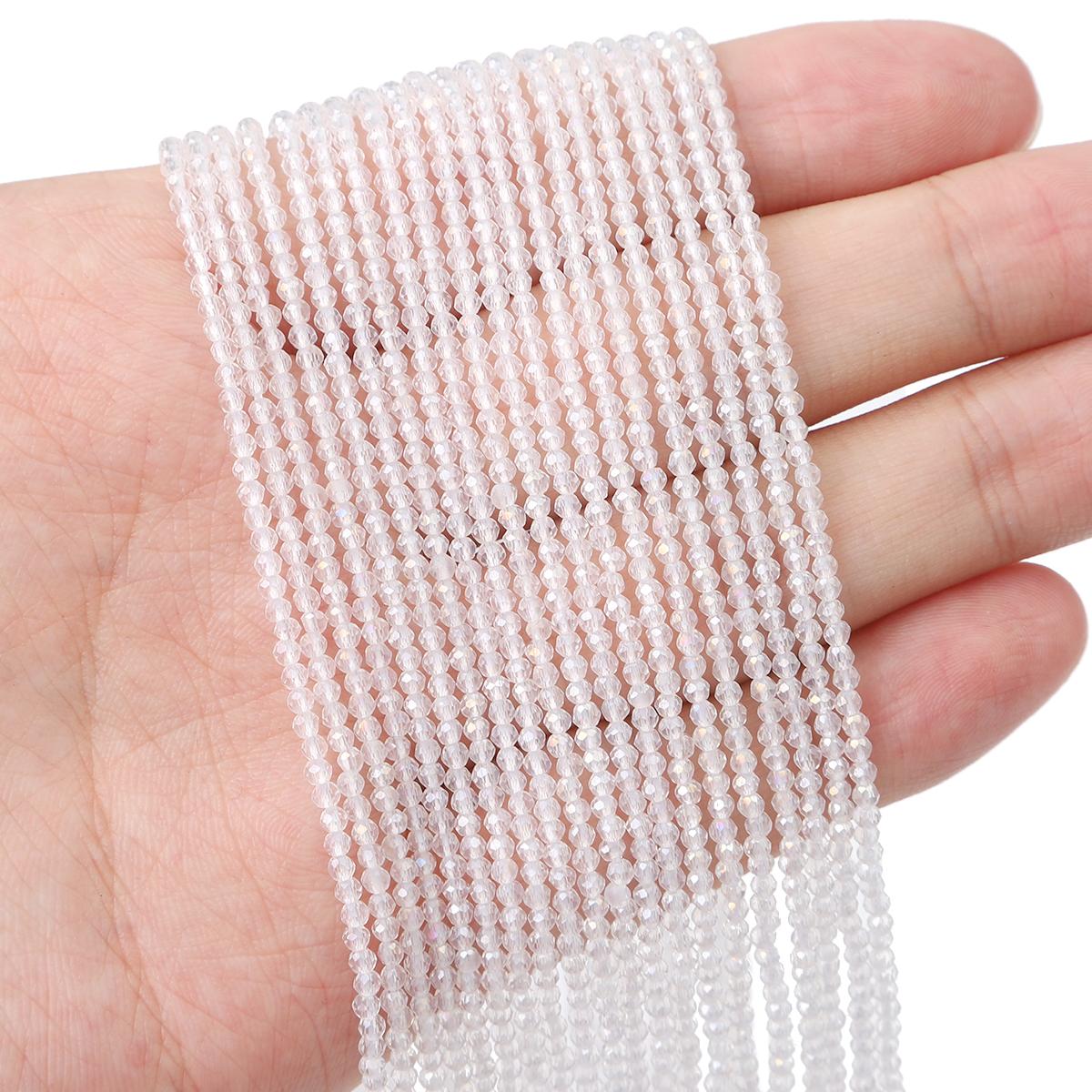 

2 мм 185 шт стеклянные плоские бусины цветной огранки для изготовления ювелирных изделий DIY браслет ожерелье белый