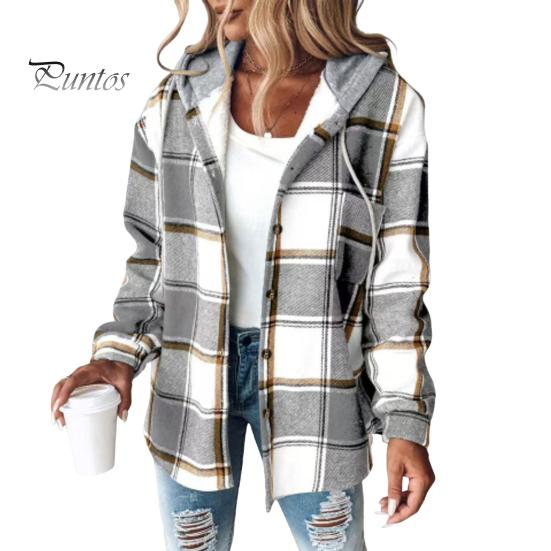 

Женское осенне-зимнее пальто с капюшоном на шнурке, клетчатый принт с длинными рукавами, однобортный толстый плюшевый теплый кардиган, повседневное повседневное пальто 2XL светло-серый