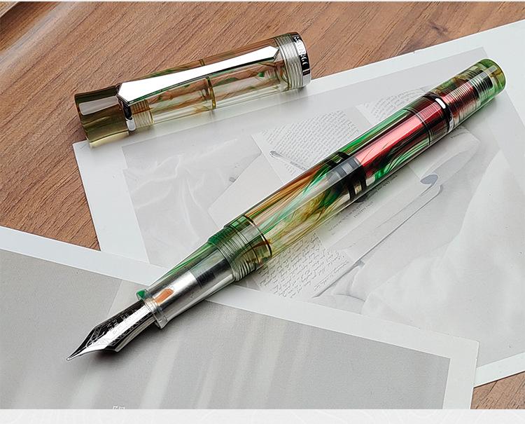 PENBBS 495 Piston Fountain Pen - Large Capacity Transparent Acrylic Unisex Writing Pen