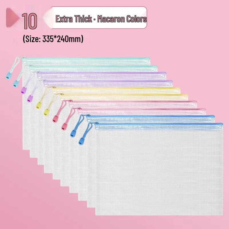 A4 Transparent Waterproof Zipper Document Bag for Exams and Office Use