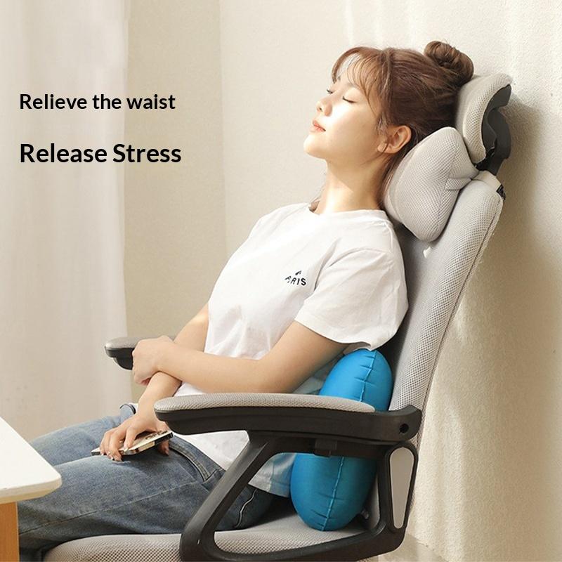 Ultralight Inflatable Pillow Flocking Neck Ergonomic PVC for Office Nap Outdoor Camping Travel Backpacking