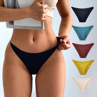 Sexy Dreiecksunterwäsche aus Eisseide mit niedriger Taille für Damen, einfarbig, dünne Träger für bequeme und atmungsaktive Unterwäsche für Damen