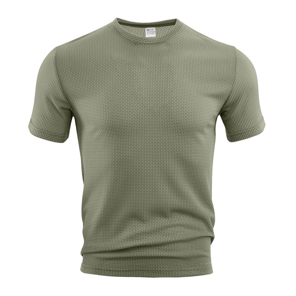 Men's Casual Short Sleeve T-shirt 2026 New Bone Flower Solid Color O-neck Fashion Breathable Comfortable Summer Versatile Top