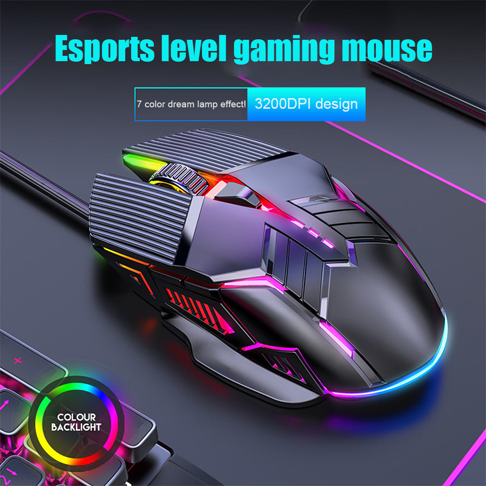 3200dpi Wired Gaming Mouse Ergonomic USB Computer Mouse RGB Mause Gamer Mouse 6 Button LED Silent E-Sports Mice for PC Laptop