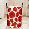 1pc, Circular Laundry Basket with Handles, Beautiful Flowers On White Foldable Clothes Storage Basketfor Bedroom Living Room Bathroom, Laundry Baskets