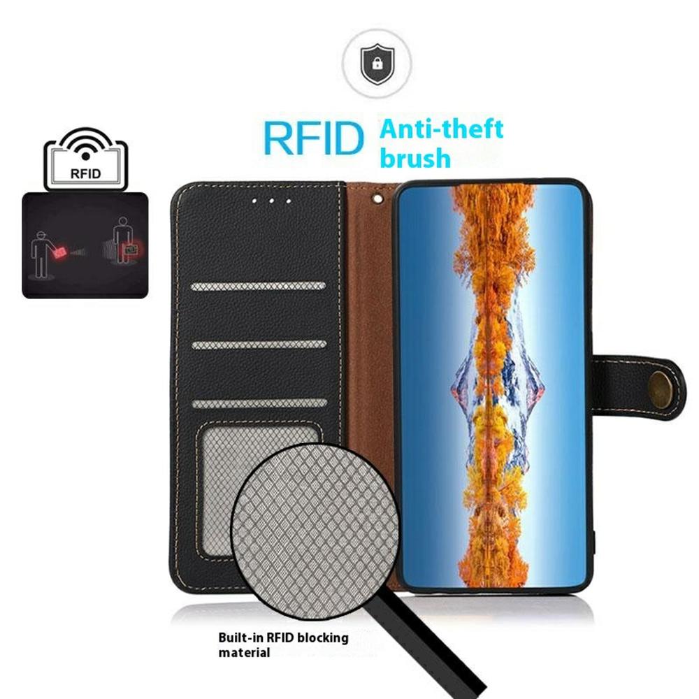 KHAZNEH Pouzdro pro Xiaomi 14T Pravá hovězí kůže Peněženka Kryt na telefon