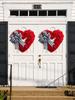 Artificial Rose Wreath Flower Wreaths with Bows Heart Love Garland Wall Hanging Sign for Front Door Wedding Party Decorations