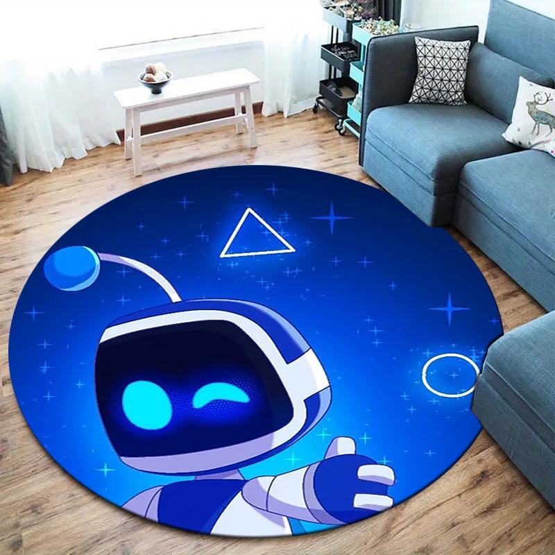 Tappeto Rotondo ASTRO BOT, Tappeto per Soggiorno Camera da Letto Divano Sala Giochi Decorazione, Tappetino Antiscivolo