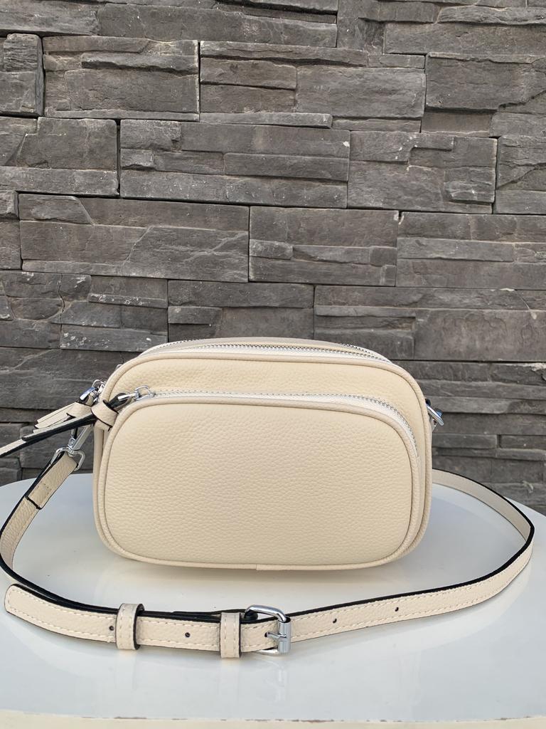 Women Shoulder Bag Genuine Cowhide Leather Handbag Zipper Pockets Large Capacity Female Crossbody Small Bag White
