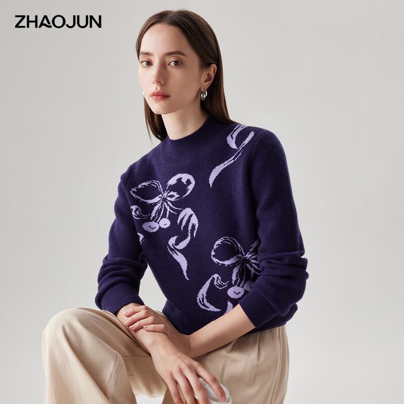 

Zhaojun Women s Thickened Half-High Collar Patterned Wool Sweater M