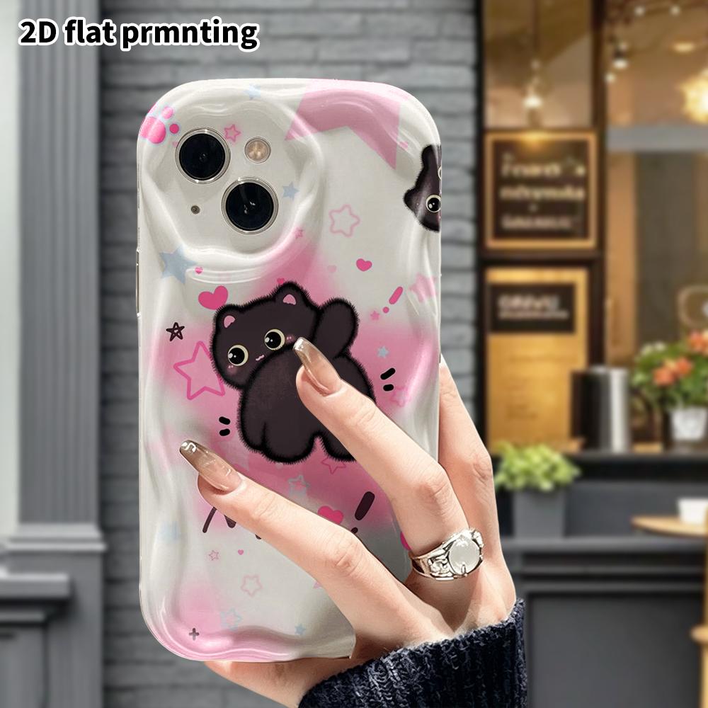 Phone Case: 2D Flat Design Suitable for iPhone 18 17 16 15 14 13 Pro Protective Case, Black Cat, Perfect Christmas and Halloween Holiday Gift