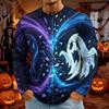 Men's Halloween Print Long Sleeve Neck T-Shirt for Holiday Party