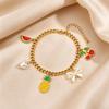 Stainless Steel Bracelet with 18K Gold-Plated Fruit Pendants and European Pastoral Charm