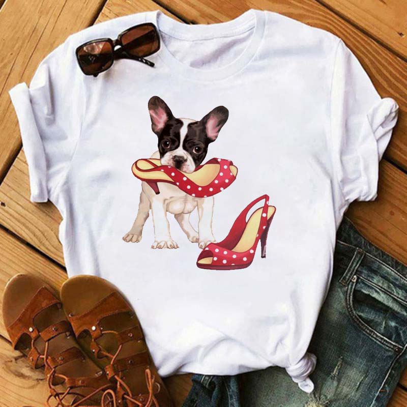 Cute French Bulldog T-shirt Animal Harajuku Print Pattern Shirt Fun French Bulldog Short Sleeves Animal Lover Tshirt dog mom Tee