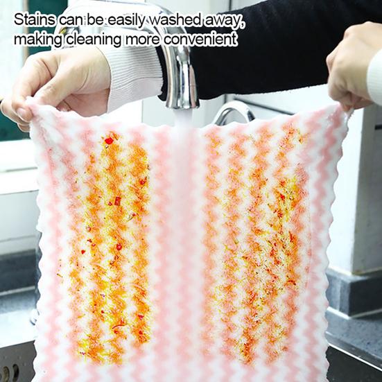 5Pcs Kitchen Cleaning Dish Cloth Superfine Fiber Rag Strong Water Absorption Powerful Decontamination Quick Drying Dish Cloth