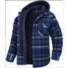 Veste chemise en flanelle pour homme avec capuche amovible Manteaux d'hiver doublés matelassés à carreaux Sweat à capuche épais Vêtements d'extérieur Chemises polaires pour homme