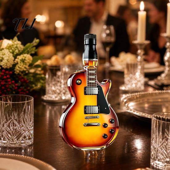 High Borosilicate Glass Wine Bottle Guitar Shape Bottle, Large Capacity Decanter, Screw Cap Whiskey And Vodka Storage Beer for Freshness