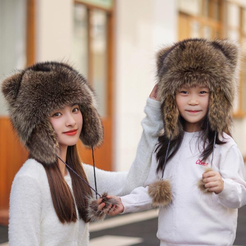 

Маленькая шапка из меха енота Интернет-знаменитости Те же мужчины и женщины Дети Лиса Енотовая шерсть Шапка Лэй Фэн Зимняя теплая шапка с ушками Adult average size (56-59cm)