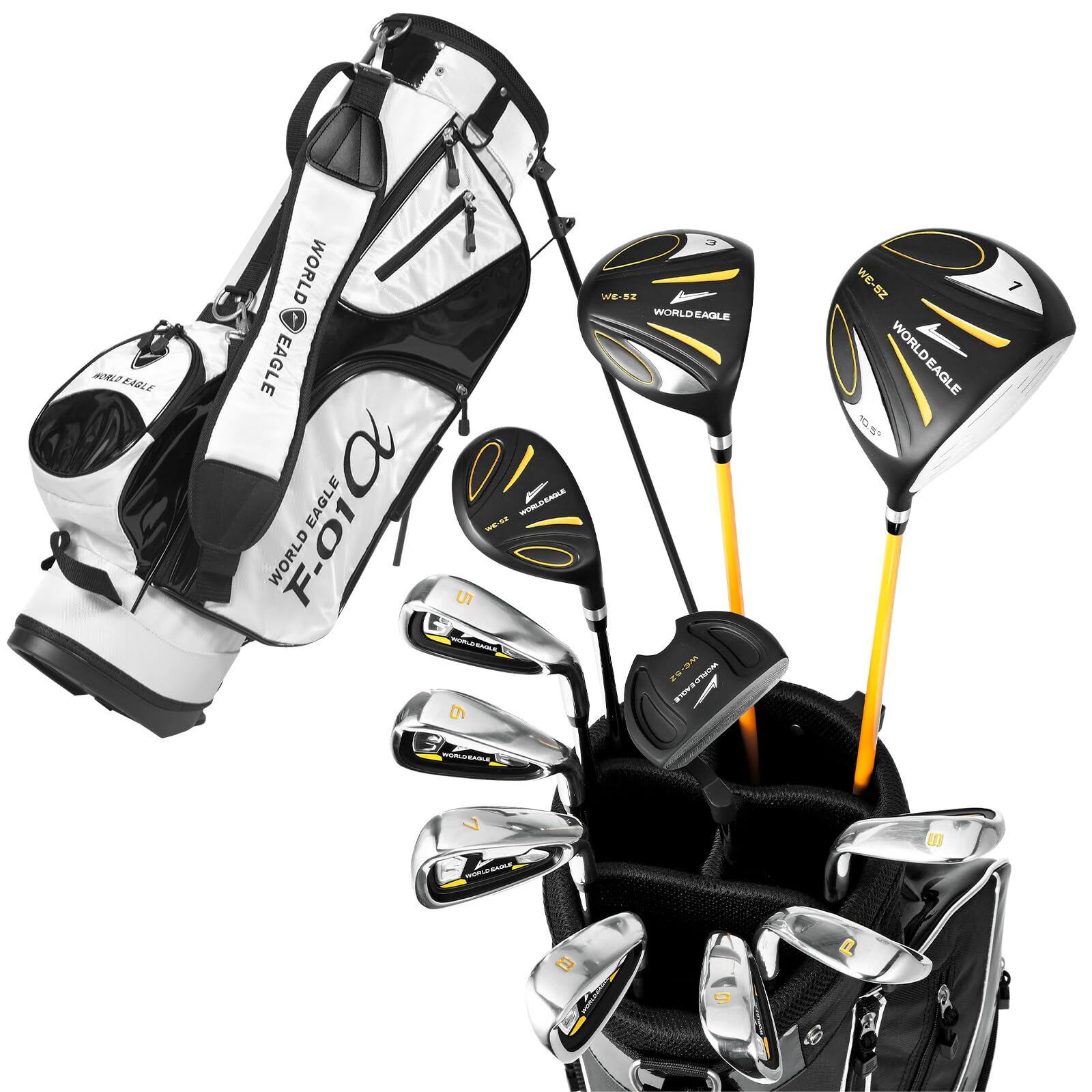 

WORLD EAGLE Golf Club Set of 11 Stand Bag 5Z-Black Men s [Right/S] + WE-F-01 [White]