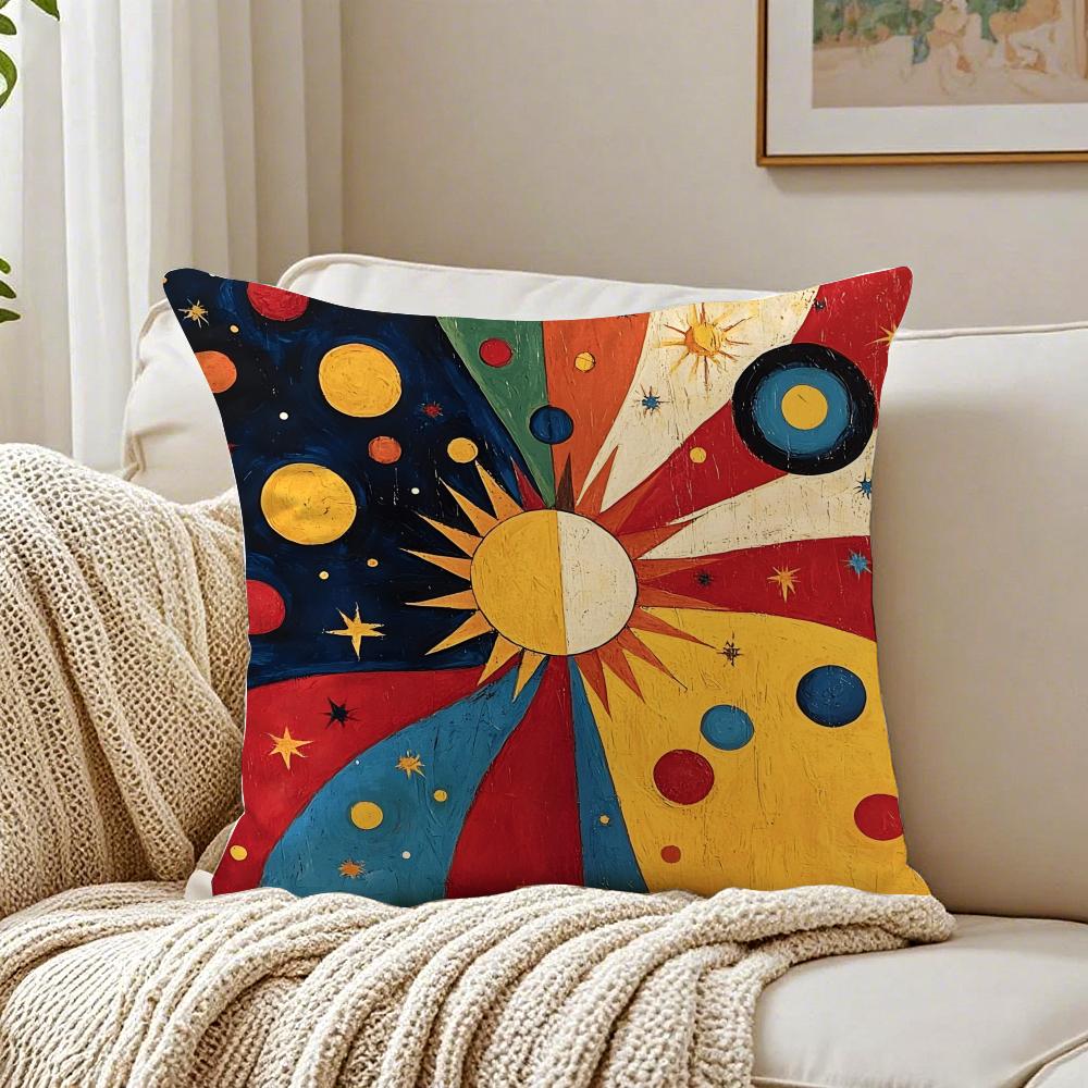 JJoan MMiro Abstract Art Painting Cushion Cover Linen Pillowcase Soft for Sofa Bed Home Room Decor