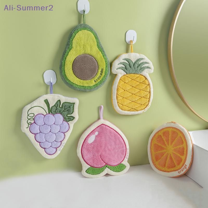 {Summer2} {Summer2} Fruit Hand Towel Kitchen Absorbent Cleaning Cloth Soft Bath Hanging Towels Bathroom Hand Cloth Home Supplies