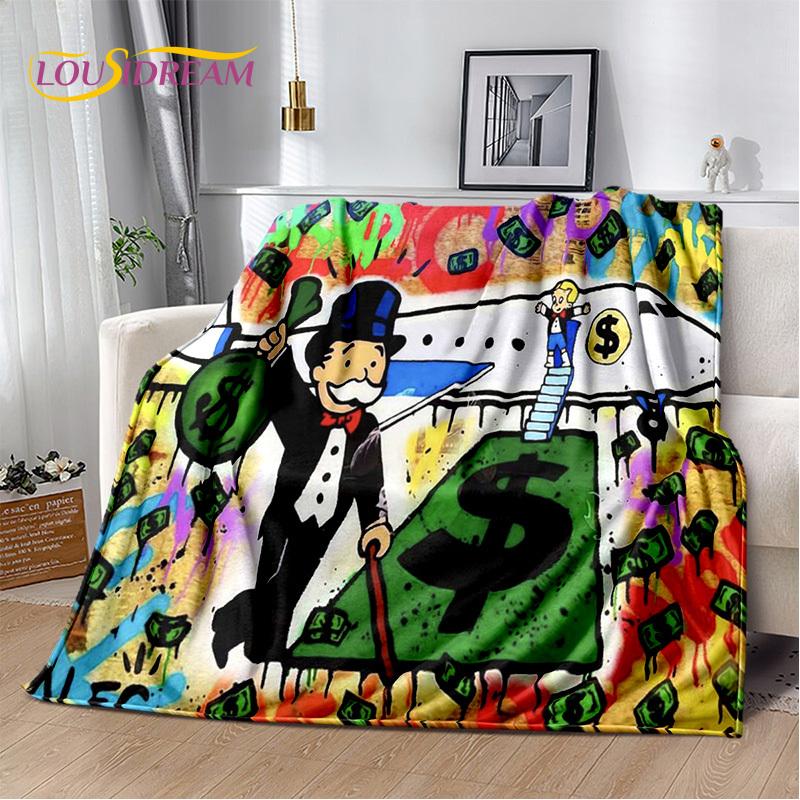 Games Dollar Monopoly Cartoon Money Soft Blankets,Keep Warm Throw Blanket Comfortable Blanket for Picnic Beds Sofa Home Bedroom