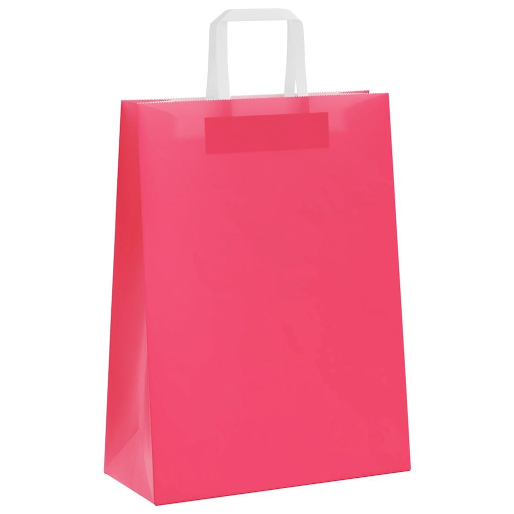 Paper Shopping Bags 250 Pcs with Handles Pink 26 X 12 X 35 Cm
