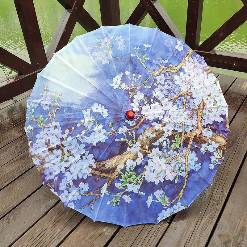 Vintage Chinese Style Silk Umbrella Handmade Imitation Ancient Umbrella for Hanfu Dance & Ceiling Decor