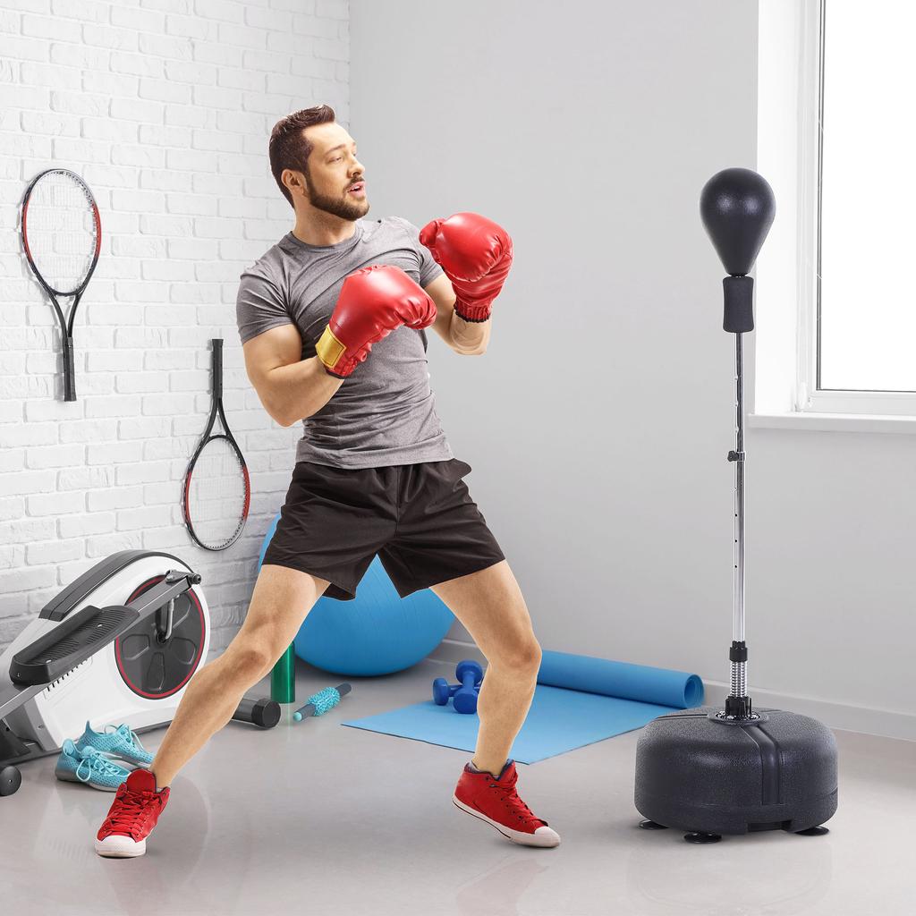 Punching Ball Set 136-154 cm Height-Adjustable Boxing Stand with 1 Pair of Gloves Suction Cup Boxing Standing Punch Trainer for Adults and Teenagers