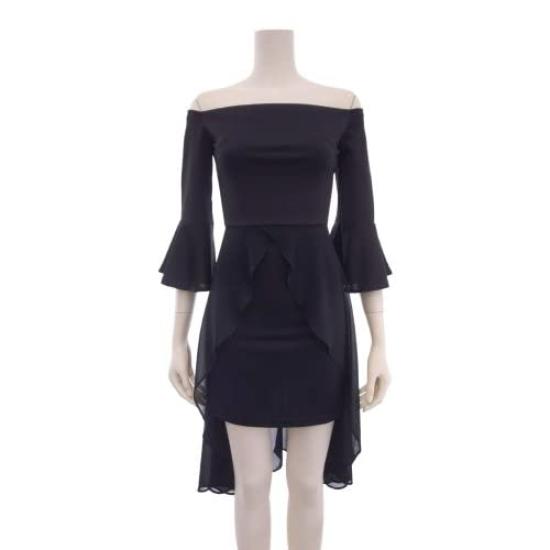 GRAXIA Hostess Mini Perfekt für Hostess und Asymmetrische Größe L Kleid, Schulterfrei, Hochtailliertes Kleid, Hostessen, Clubs, Lounges, 3/4 Ärmel,