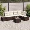 Garden Sofa Set with Storage Brown and Cream Poly Rattan