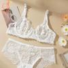 Women Sexy Lace Lingerie Sets 2 Pieces Underwired Bra&Panty Set Sheer See Through Low Waist Underwear